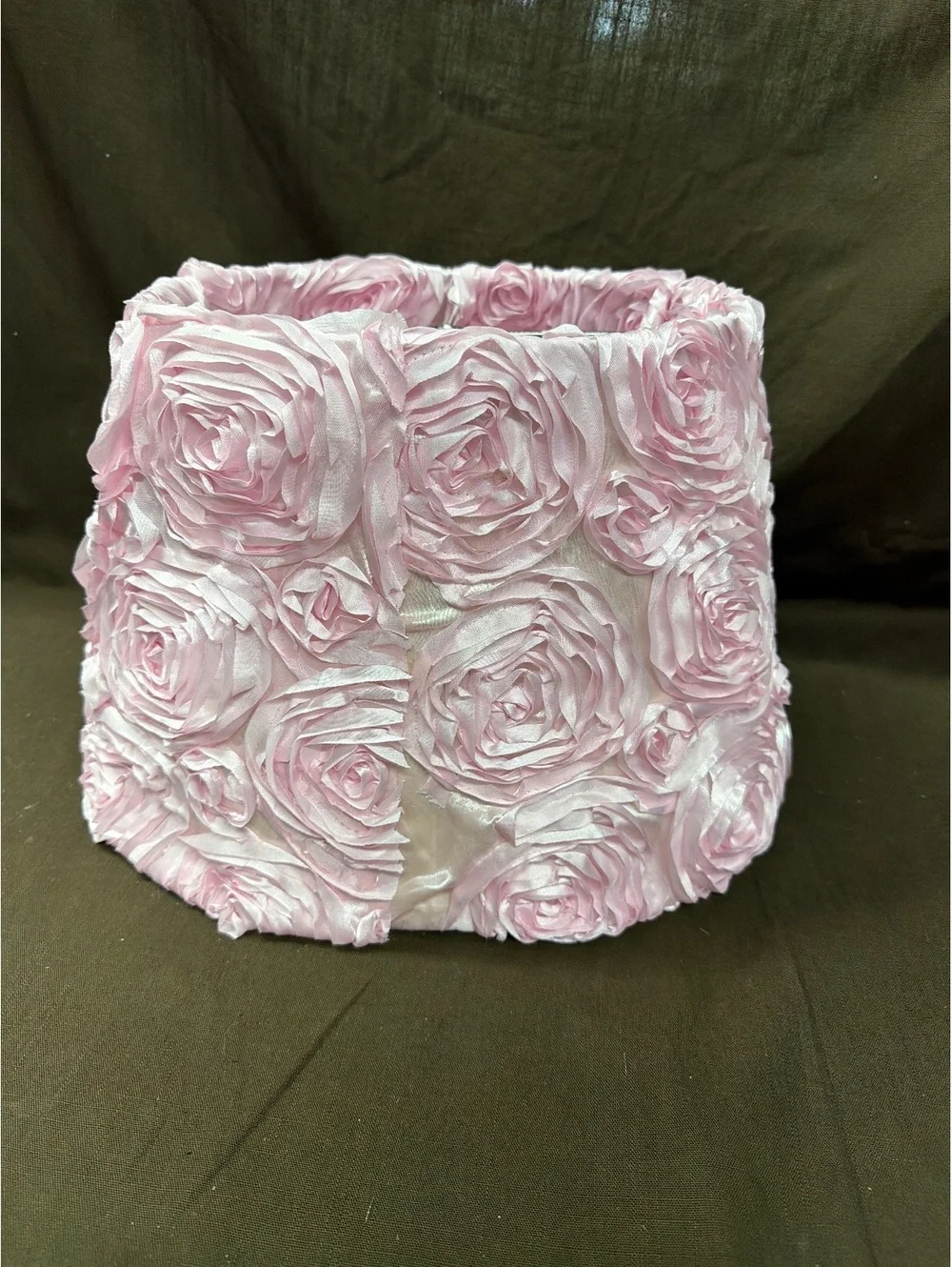 Pink Rose Pattern Fabric Lamp Shade with Metal Frame